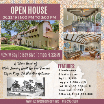 Image of the open house flyer for 4024 w bay to bay blvd