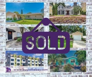 4 thumbnail images of properties sold by Buy In The Bay Realty Group with a purple sold sign