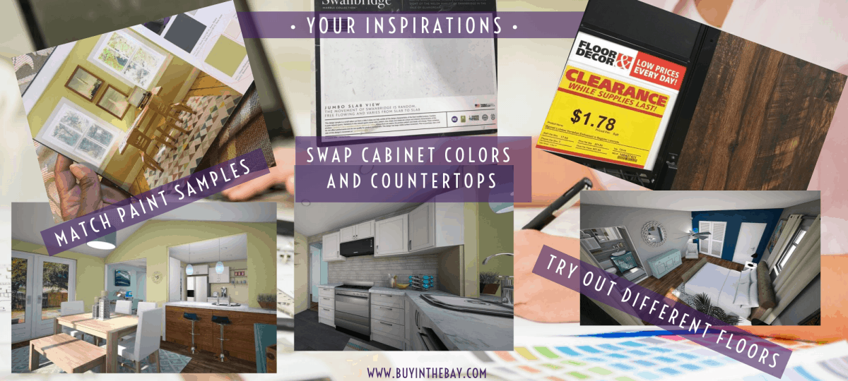 E-Design Interior Design Showing cabinets, Flooring, and paint that inspired the E-Design
