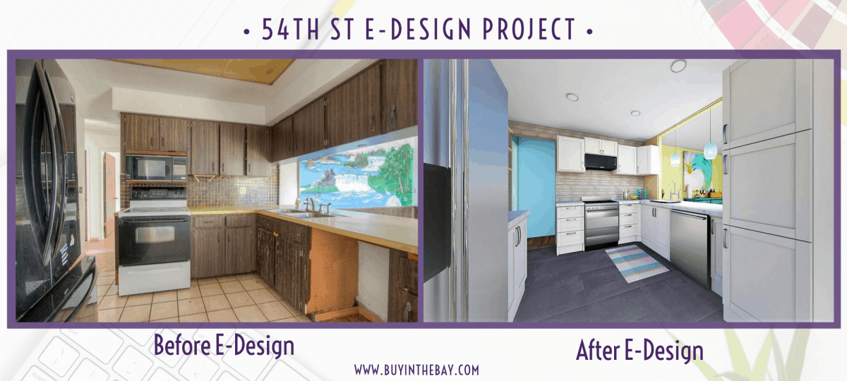 54th AVe S St Petersburg FL Showing E-Design Interior Design Before and After of Kitchen