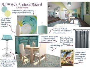 54th Ave S St Petersburg Mood Board Dining room showing furniture, colors, paint