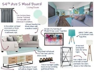 Example of a mood board for a living room for 54th Ave S St Petersburg
