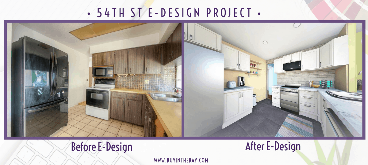 54th AVe S St Petersburg FL Showing E-Design Interior Design Before and After of Kitchen