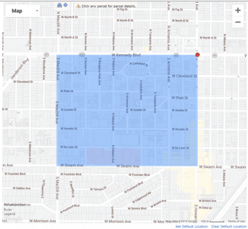 Map Boundaries of the west part of soho tampa