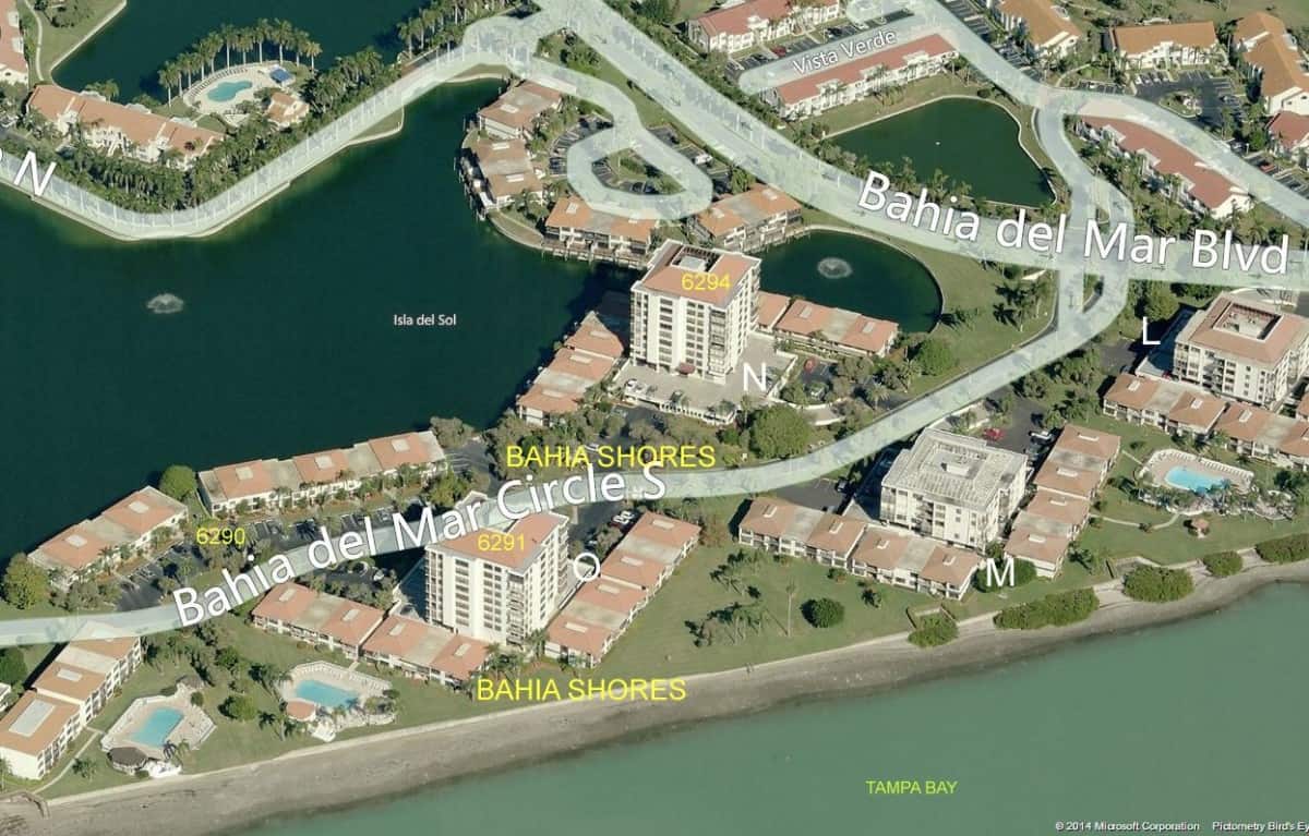 Ariel View of Bahia Shores Waterfront Condos in St Petersburg