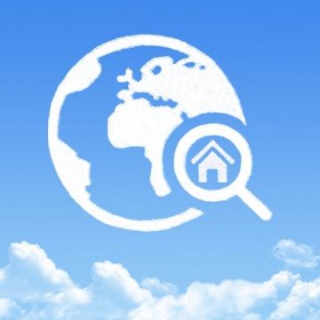 Image of the earth in the clouds showing that home searches are up 50% since pandemic started