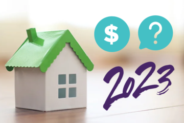 image of a house, dollar sign, and 2023 for the blog What’s Ahead for Home Prices in 2023?