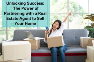 picture of a woman raising her hand on phone teaming up with a real estate agent